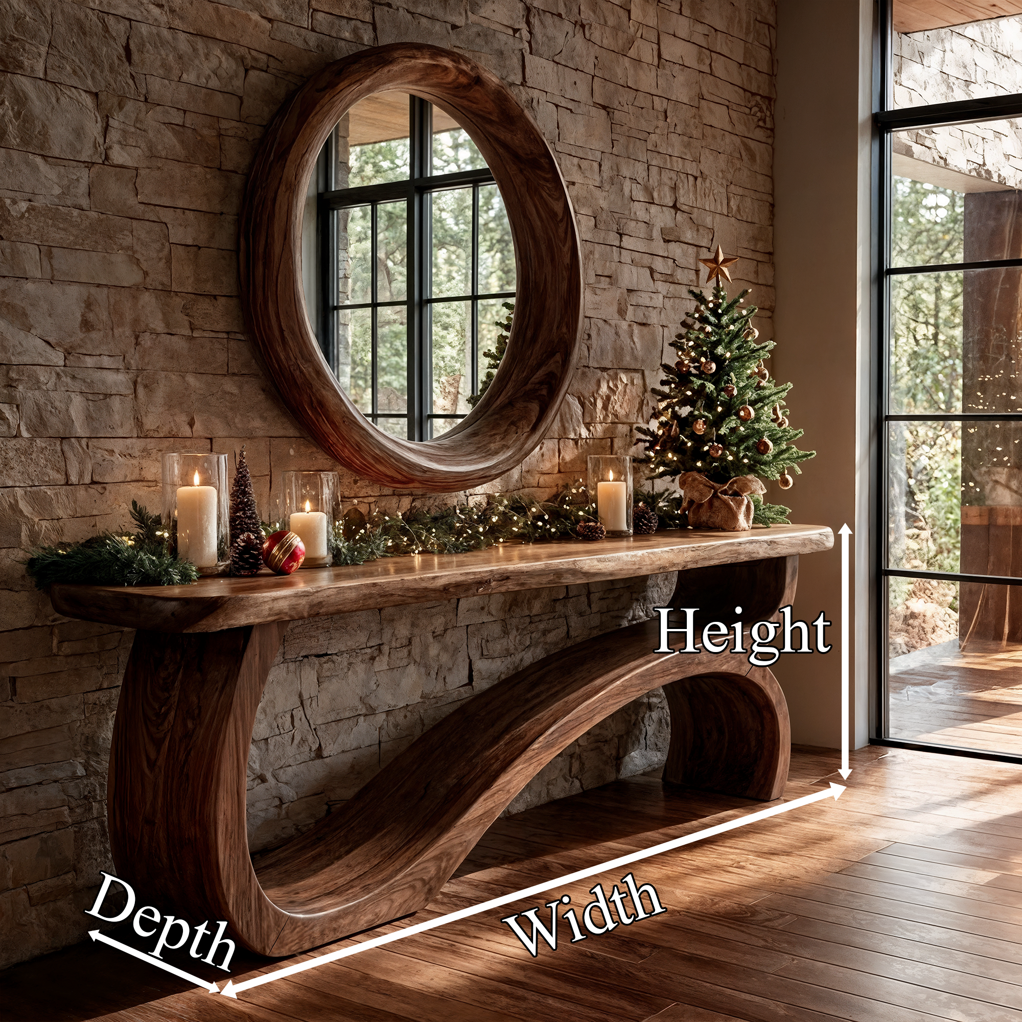 Modern Console Table Table With Sculptural Open Wood Base For Living Room - view 8 of 8