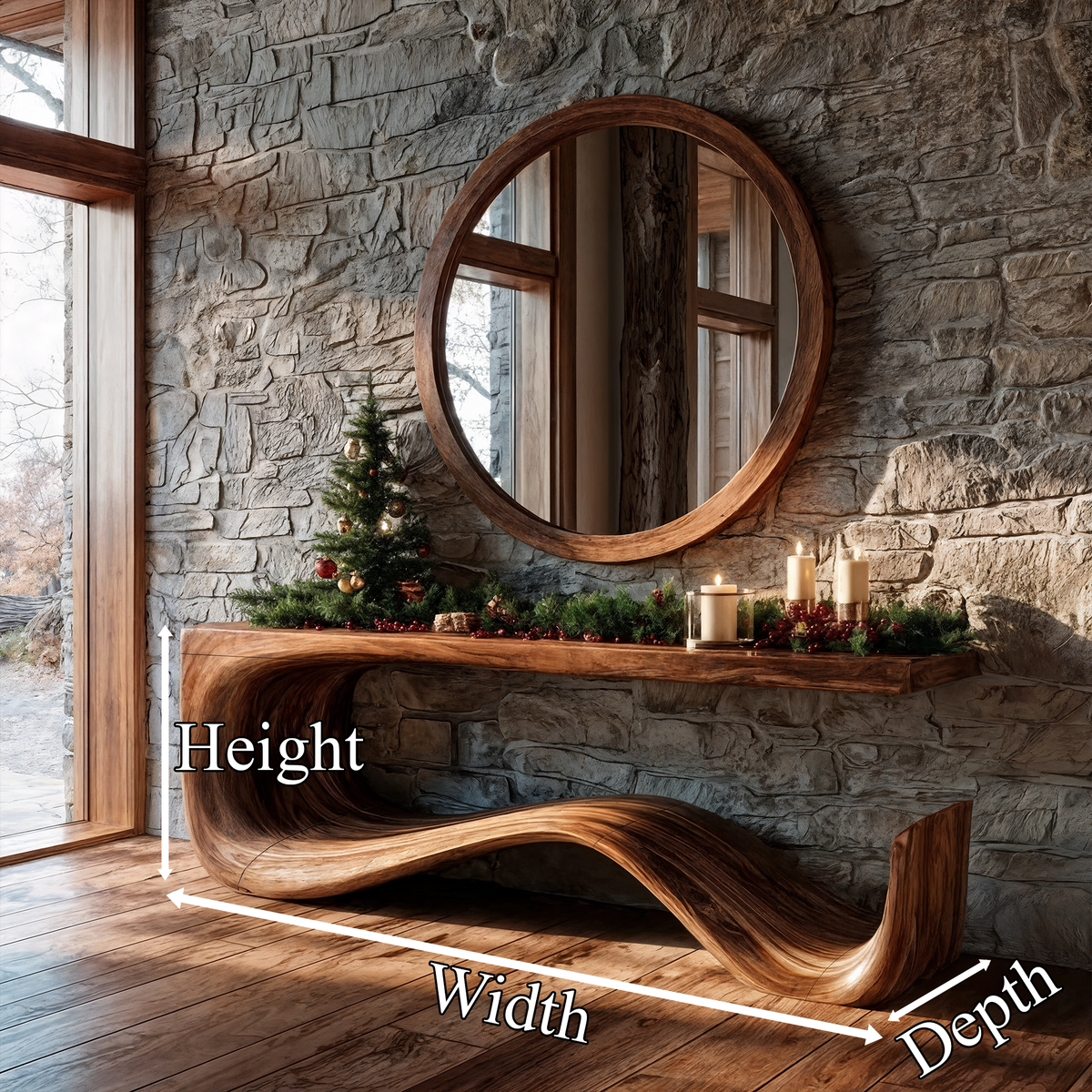 Rustic Console Table With Handcrafted Curved Wood Design For Entryway - view 8 of 8