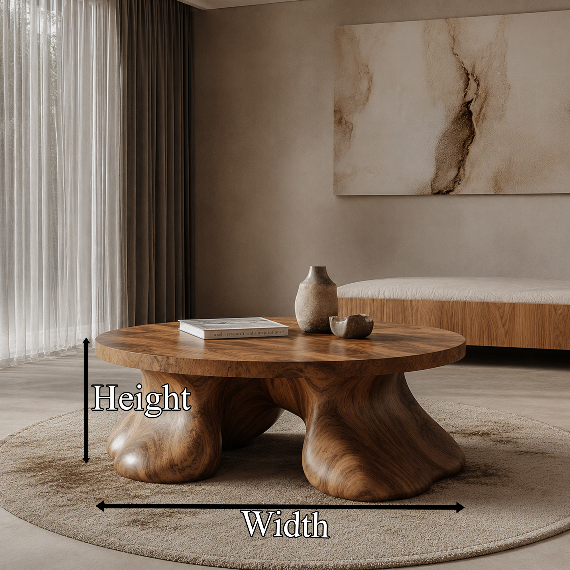 Sculptural Coffee Table With Organic Freeform Top For Living Room - view 8 of 8