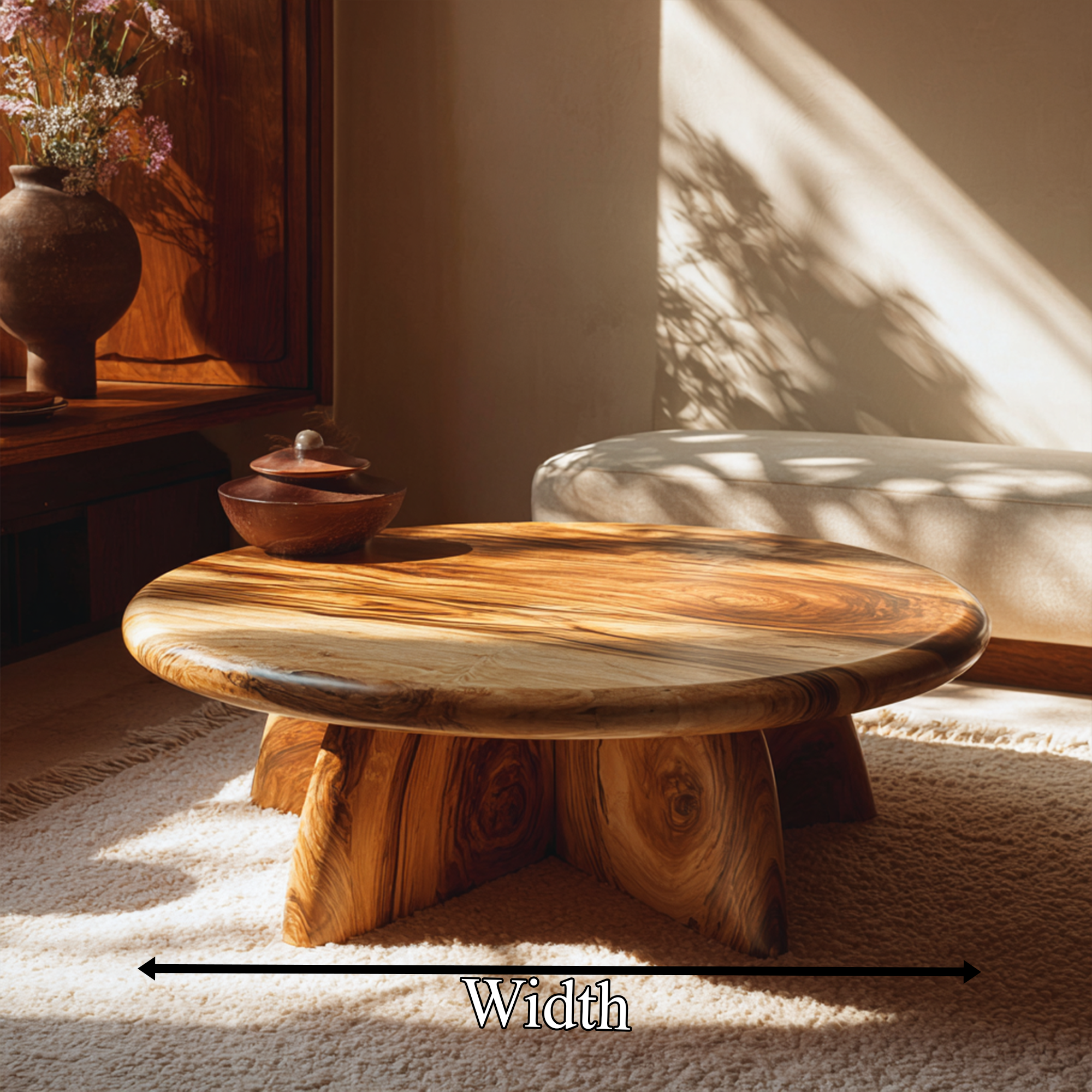 Rustic Coffee Table With Solid Wood Stump Base For Living Room - view 8 of 8