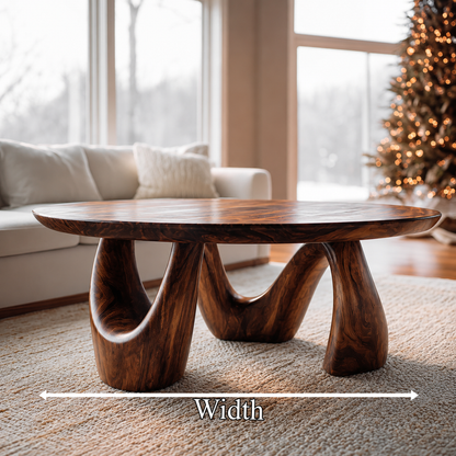 Organic Coffee Table With Freeform Live Edge Top And Sculptural Loop Wood Base For Living Room - view 8 of 8