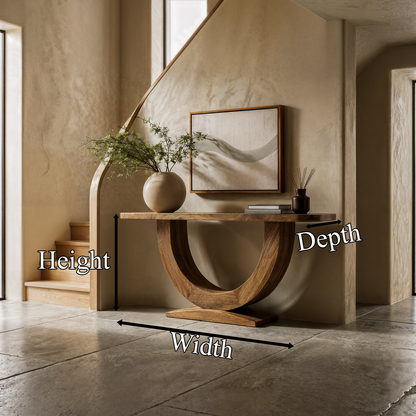Contemporary Organic Console Table With U Shape Pedestal Base For Entryway And Living Room - view 8 of 8