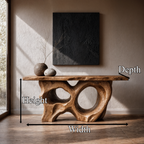 Modern Console Table With Sculptural Asymmetrical Wood Base  For Living Room - view 8 of 8