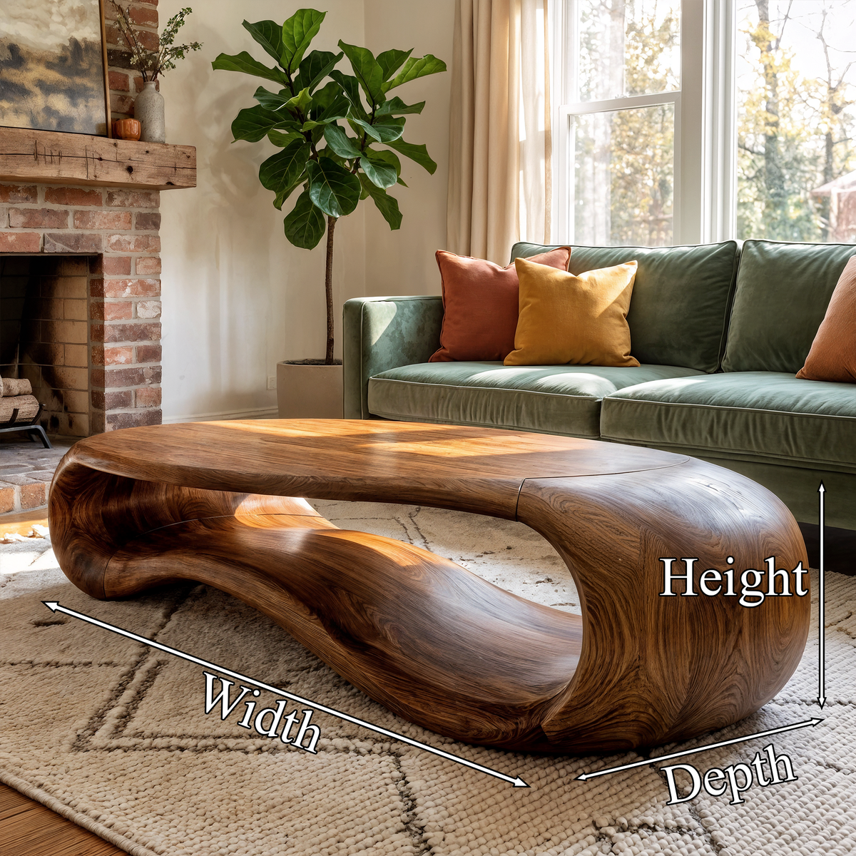 Modern Sculptural Solid Wood Coffee Table For Living Room - view 8 of 8