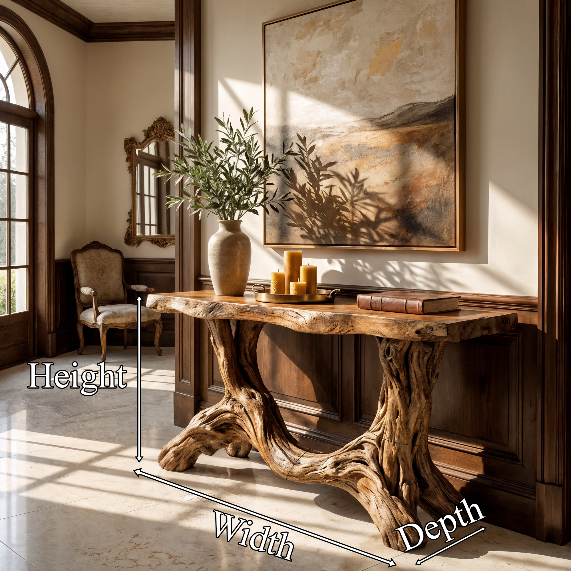 Sculptural Single Pedestal Console Table Handmade Statement Furniture For Living Room Decor - view 8 of 8