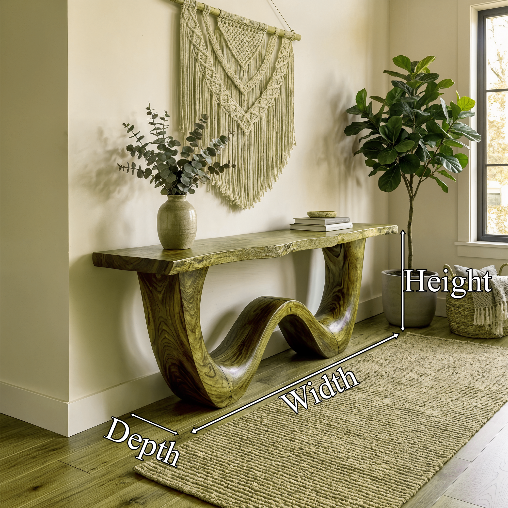 Organic Wave Base Console Table Entryway Hallway Living Room - view 8 of 8