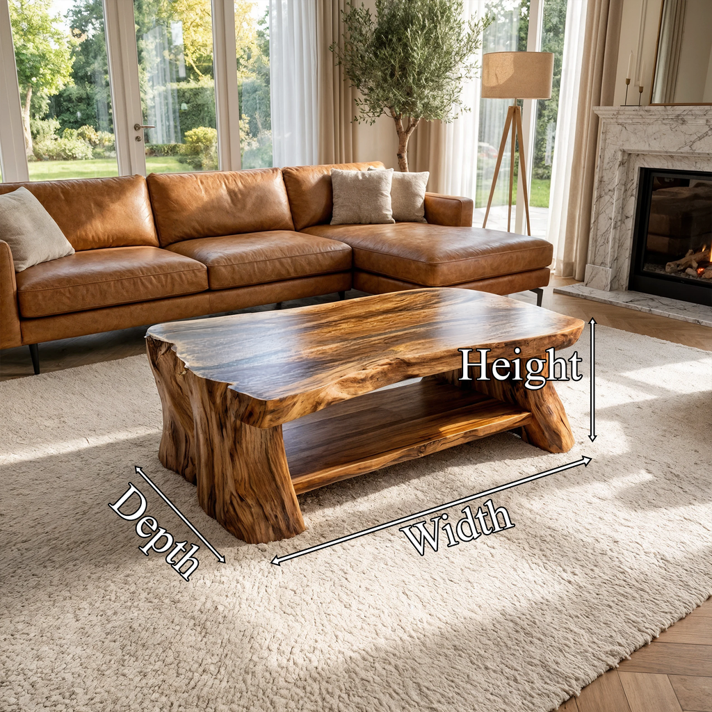 Rustic Slab Wood Coffee Table Living Room - view 8 of 8