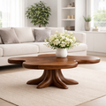 Solid Wood Coffee Table with Sculpted Flower Silhouette and Root Base - view 3 of 9