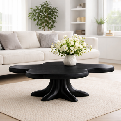 Solid Wood Coffee Table with Sculpted Flower Silhouette and Root Base - view 4 of 9