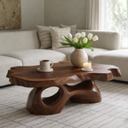 Solid Wood Live Edge Coffee Table with Sculpted Organic Base - view 1 of 9