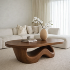 Solid Wood Coffee Table with Sculpted Organic Wave Base - view 3 of 9