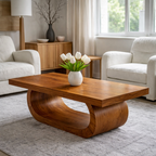Solid Wood Coffee Table for Living Room with Curved Sculptural Base - view 3 of 9