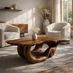 Solid Wood Live Edge Coffee Table for Modern Living Space with Sculptural Base - view 3 of 9