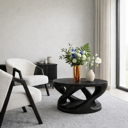 Solid Wood Coffee Table with Sculptural Curved Base - view 5 of 9