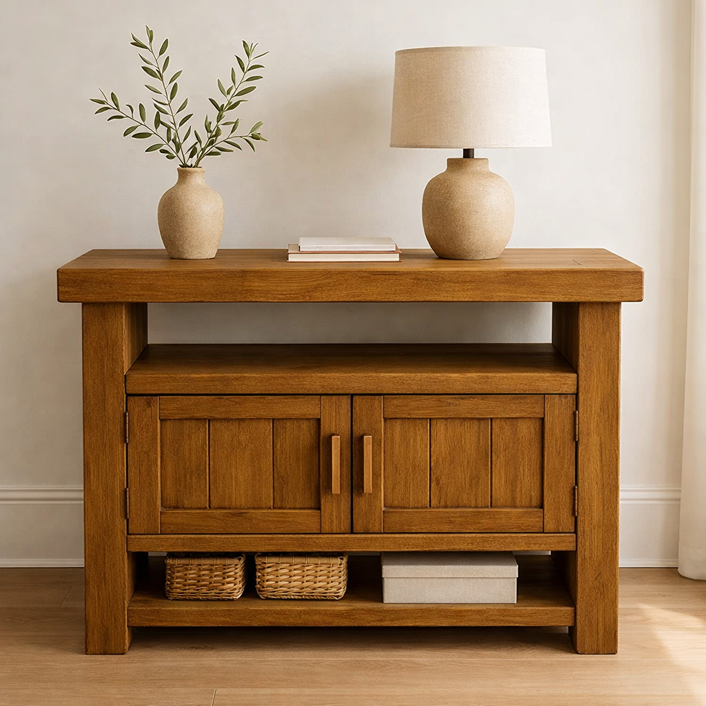 Solid Wood Console Table with Storage and Open Shelf - view 4 of 9