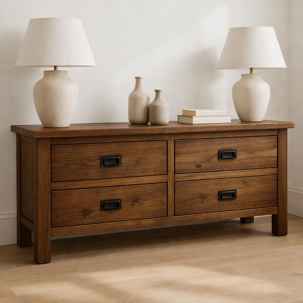 Solid Wood Console Table for Living Room with 4 Drawers and Simple Design - view 1 of 9
