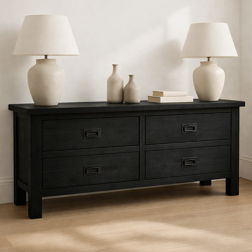 Solid Wood Console Table for Living Room with 4 Drawers and Simple Design - view 5 of 9