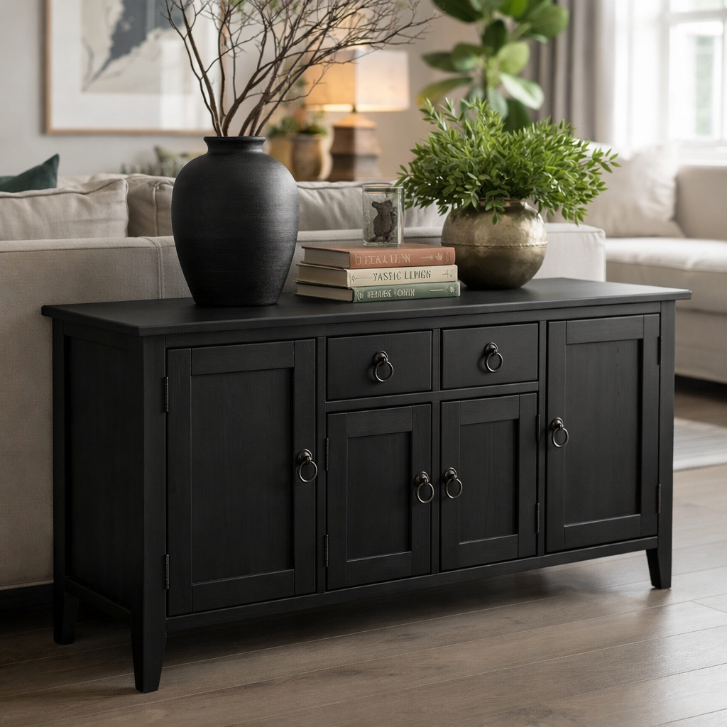 Solid Wood Console Table with Storage Cabinets and Drawers - view 5 of 9