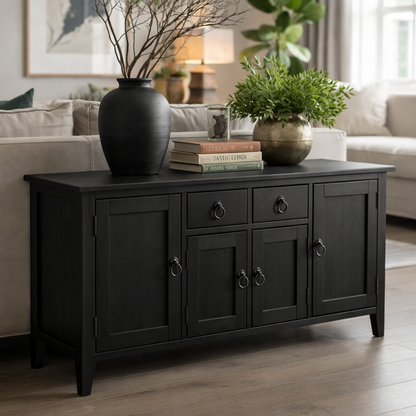 Solid Wood Console Table with Storage Cabinets and Drawers - view 5 of 9