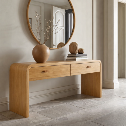 Solid Wood Console Table with Drawers – Modern Hallway Table - view 3 of 9