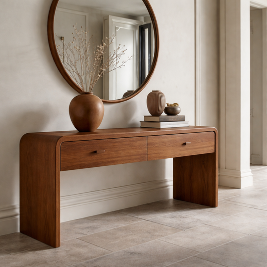 Solid Wood Console Table with Drawers – Modern Hallway Table - view 1 of 9