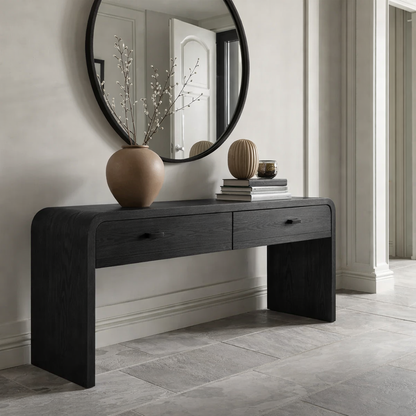 Solid Wood Console Table with Drawers – Modern Hallway Table - view 5 of 9