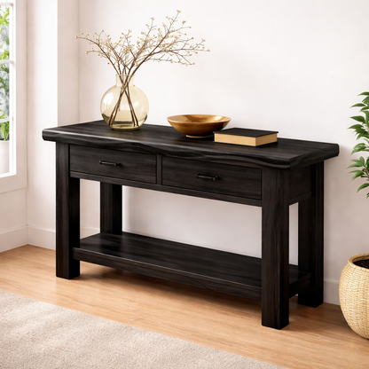 Solid Wood Console Table with Drawers and Shelf - view 5 of 9