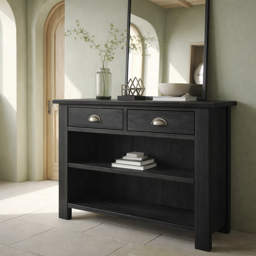 Solid Wood Console Table with Drawers and Shelves – Entryway Storage Console - view 5 of 9