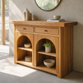 Solid Wood Console Cabinet with Arched Shelves – Modern Entryway Storage Console - view 3 of 8