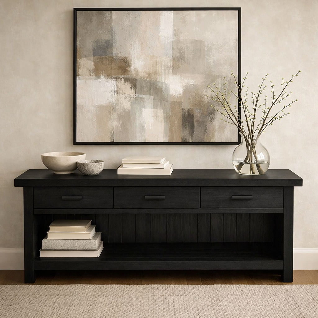 Handcraft Solid Wood Console Table with Drawers and Open Shelf - view 5 of 9