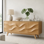Solid Wood Console Table with Sculptural Wave Front for Modern Entryway - view 3 of 9