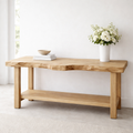 Solid Wood Console Table with Live Edge Top – Rustic Entryway & Sofa Table with Shelf - view 3 of 9