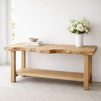 Solid Wood Console Table with Live Edge Top – Rustic Entryway & Sofa Table with Shelf - view 3 of 9