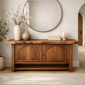 Solid Wood Console Cabinet – Rustic Entryway Storage Table with Arched Doors - view 1 of 9