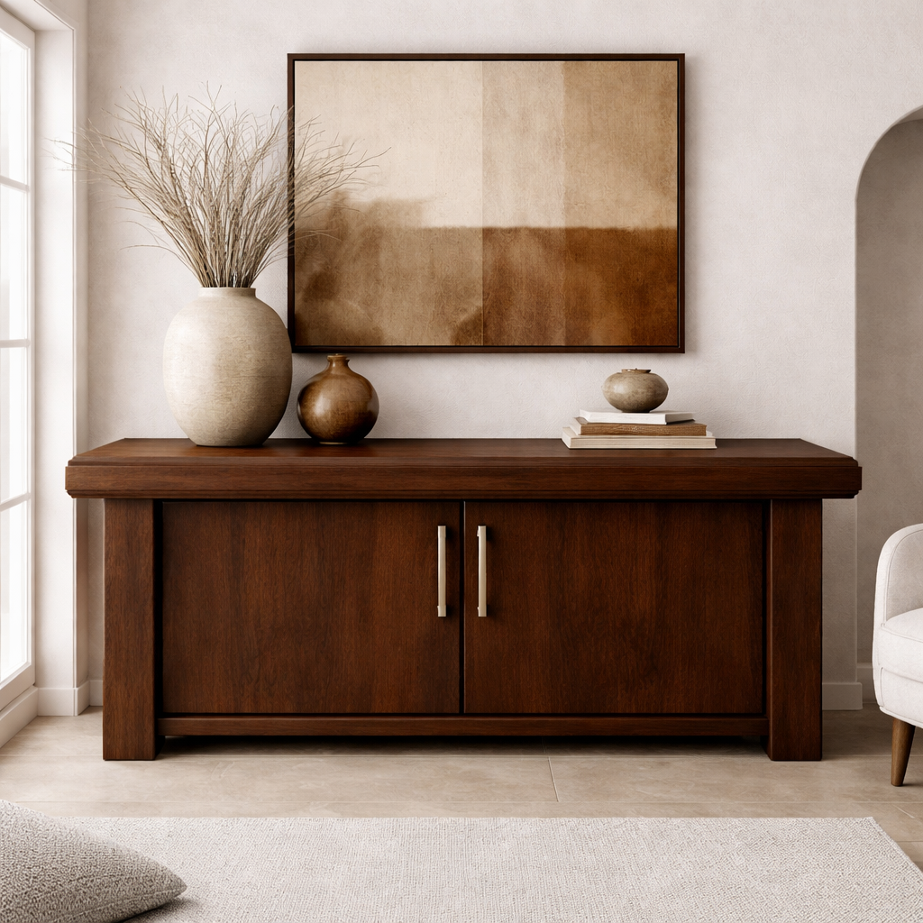 Solid Wood Console Cabinet – Modern Rustic Entryway Storage Table with Double Doors - view 4 of 9