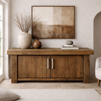 Solid Wood Console Cabinet – Modern Rustic Entryway Storage Table with Double Doors - view 3 of 9