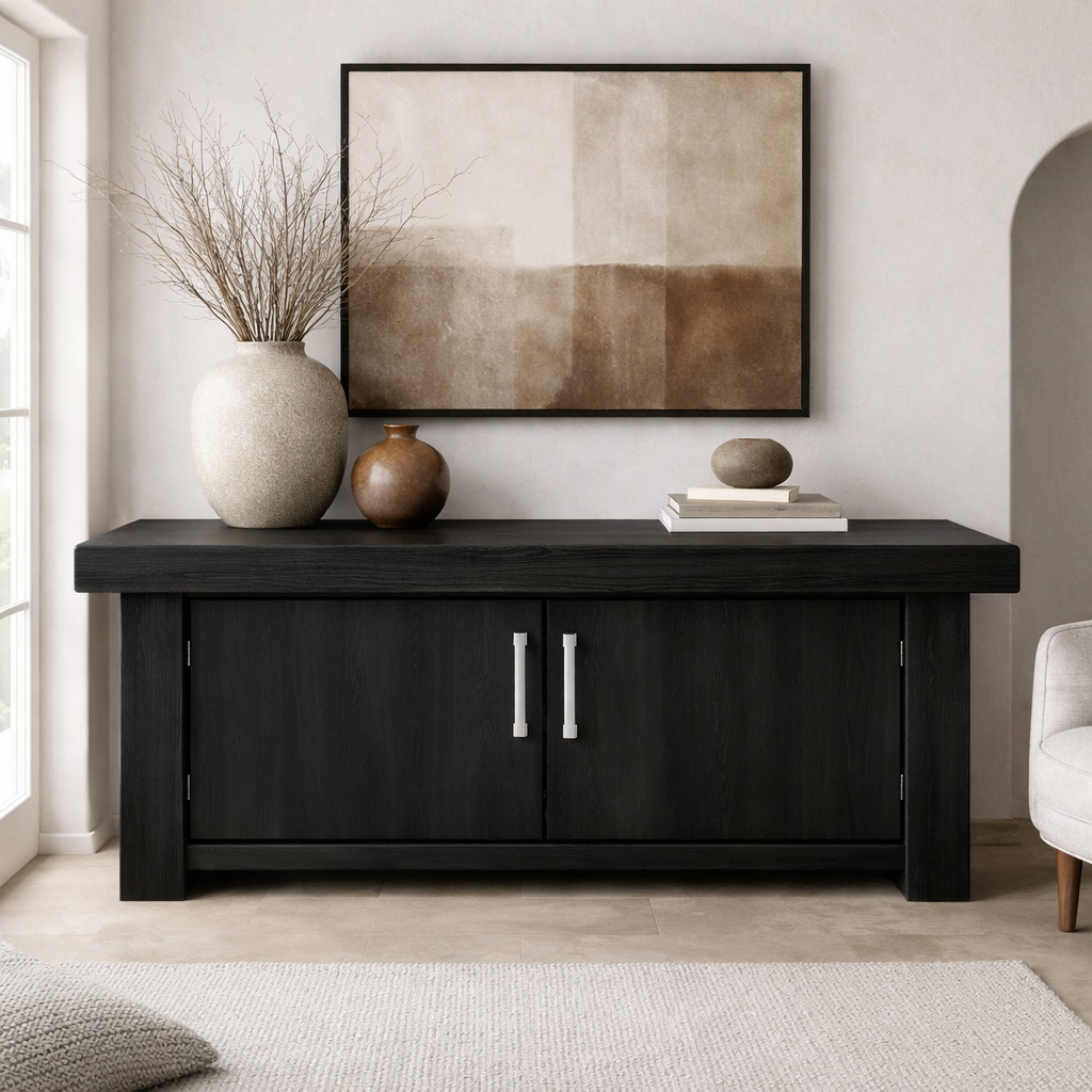 Solid Wood Console Cabinet – Modern Rustic Entryway Storage Table with Double Doors - view 5 of 9