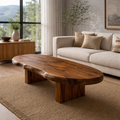 Live Edge Solid Wood Coffee Table, Rustic Organic Modern Center Table - view 3 of 9