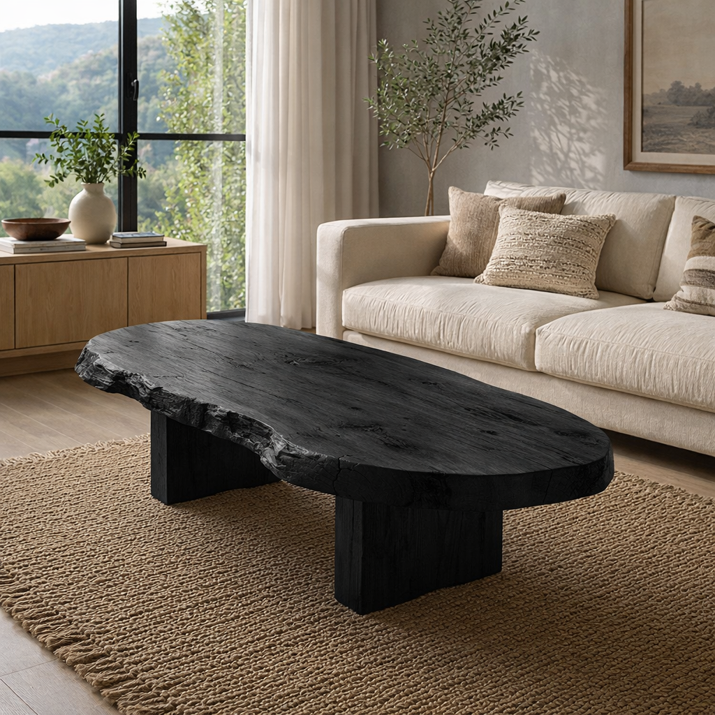 Live Edge Solid Wood Coffee Table, Rustic Organic Modern Center Table - view 5 of 9