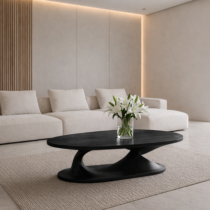 Handcrafted Sculptural Solid Wood Coffee Table, Unique Organic Minimalist Center Table - view 2 of 9