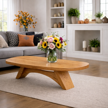 Solid Wood Coffee Table with Sculptural Base and Organic Live Edge Design - view 4 of 9