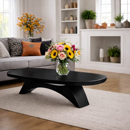 Solid Wood Coffee Table with Sculptural Base and Organic Live Edge Design - view 5 of 9