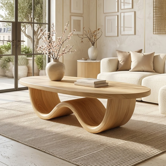 Sculptural Wooden Coffee Table with Elegant Curved Design - view 1 of 7