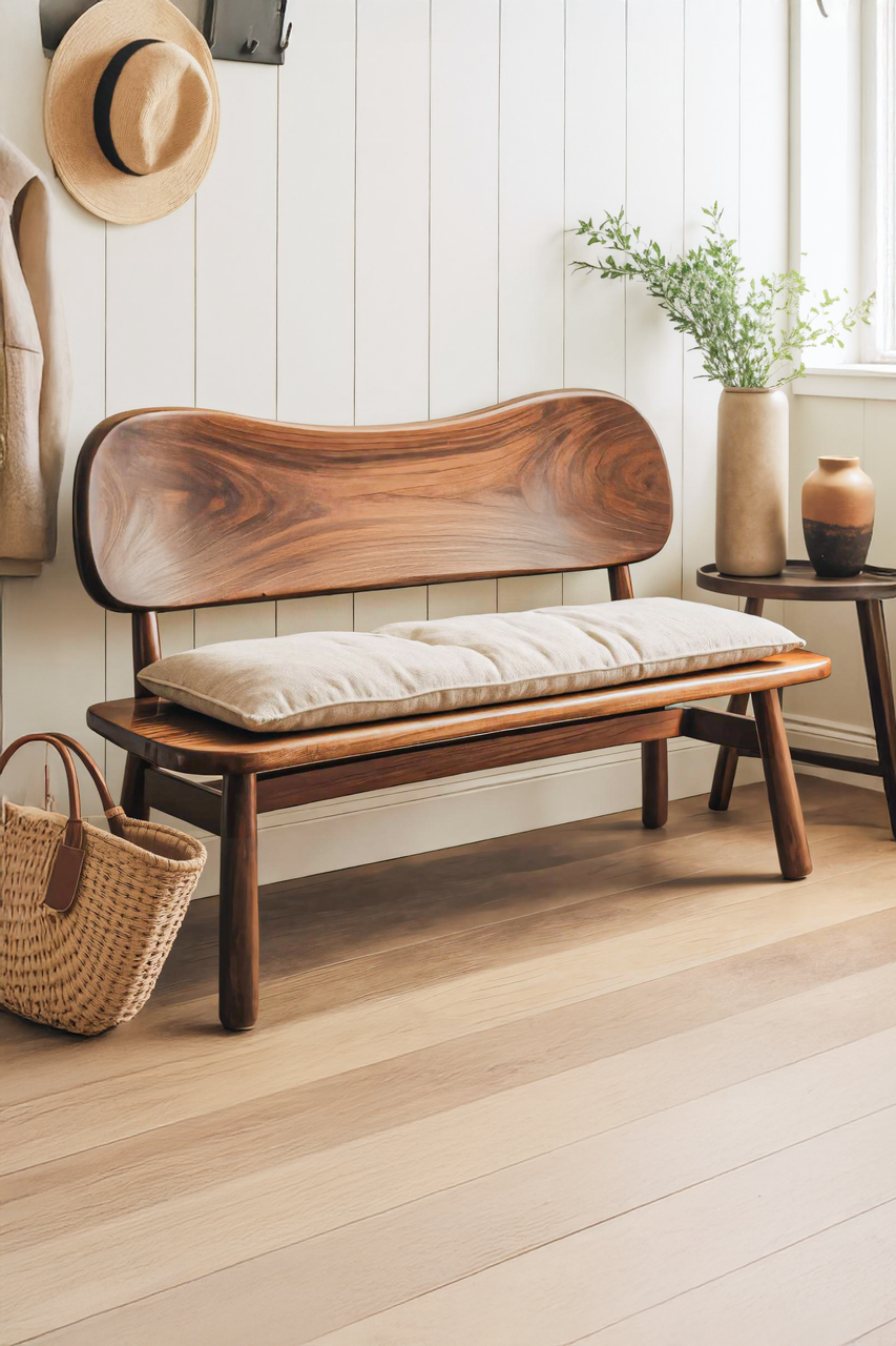 Modern Bench With Curved Backrest For Bedroom - view 2 of 8