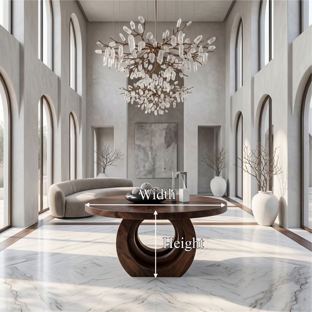 Contemporary Round Foyer Table With Sculptural Open Ring Base For Entryway And Hallway - view 8 of 8
