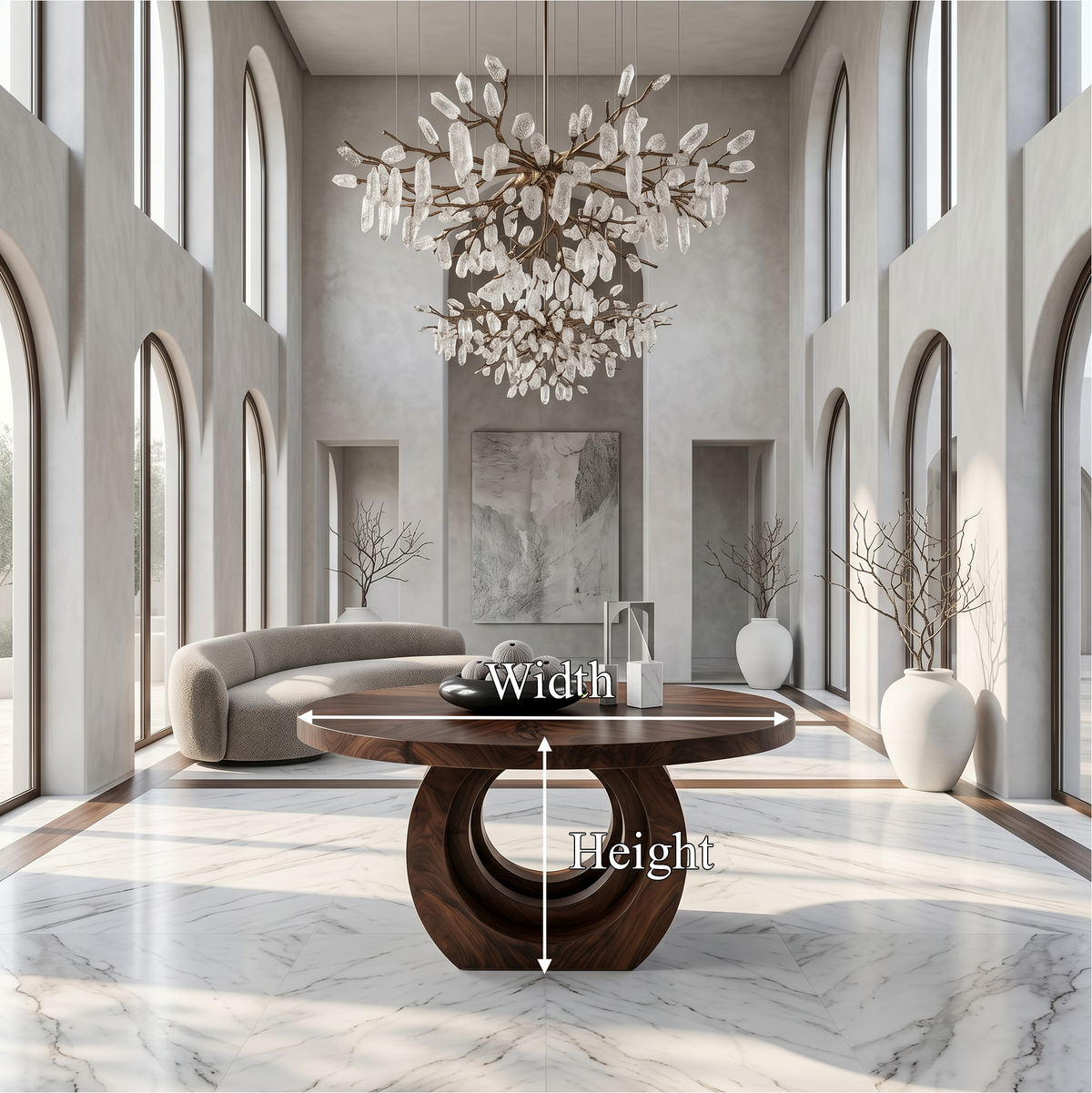 Contemporary Round Foyer Table With Sculptural Open Ring Base For Entryway And Hallway - view 8 of 8