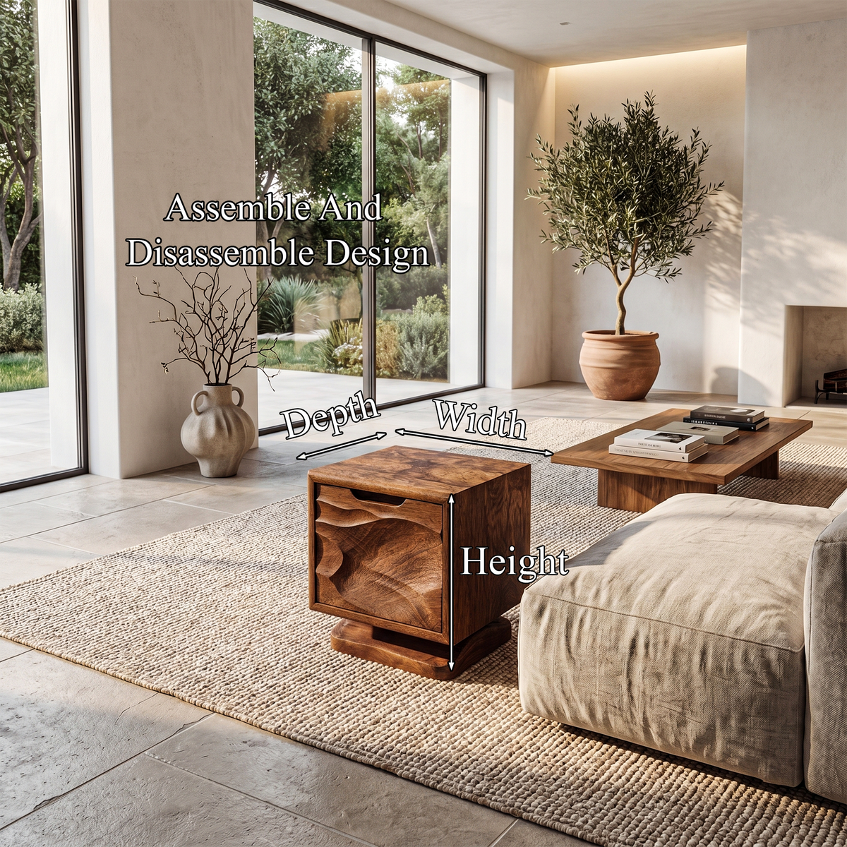 Rustic Beside Table With Open Shelf Storage And Solid Wood Design For Living Room And Bedroom - view 8 of 8