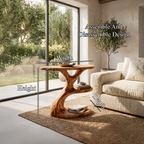 Modern Organic Side Table With Multi Level Wood Shelves For Living Room And Bedroom - view 8 of 8