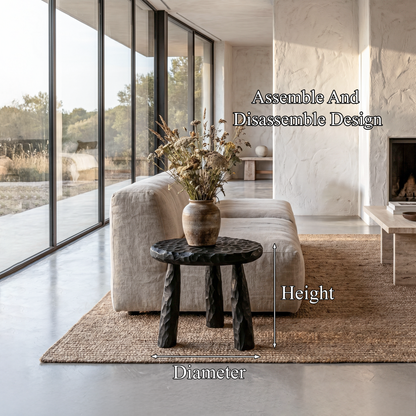 Rustic Side Table With Handcrafted Solid Wood Top And Chunky Pedestal Legs For Living Room And Bedroom - view 8 of 8