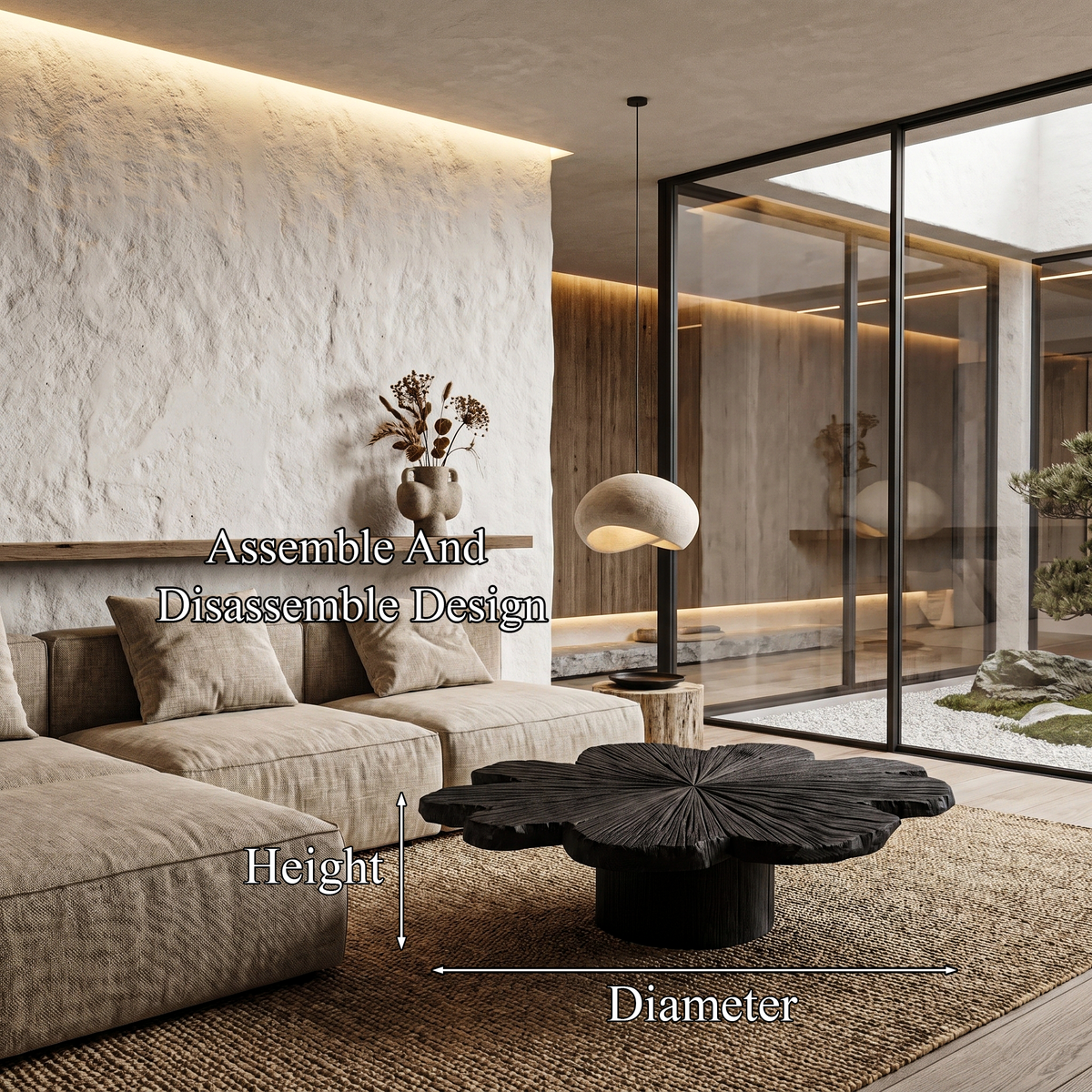 Modern Coffee Table With Sculptural Petal Inspired Design For Living Room - view 8 of 8